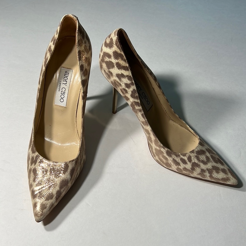Jimmy choo gold thread leopard stiletto, size 39.5/ size 9
